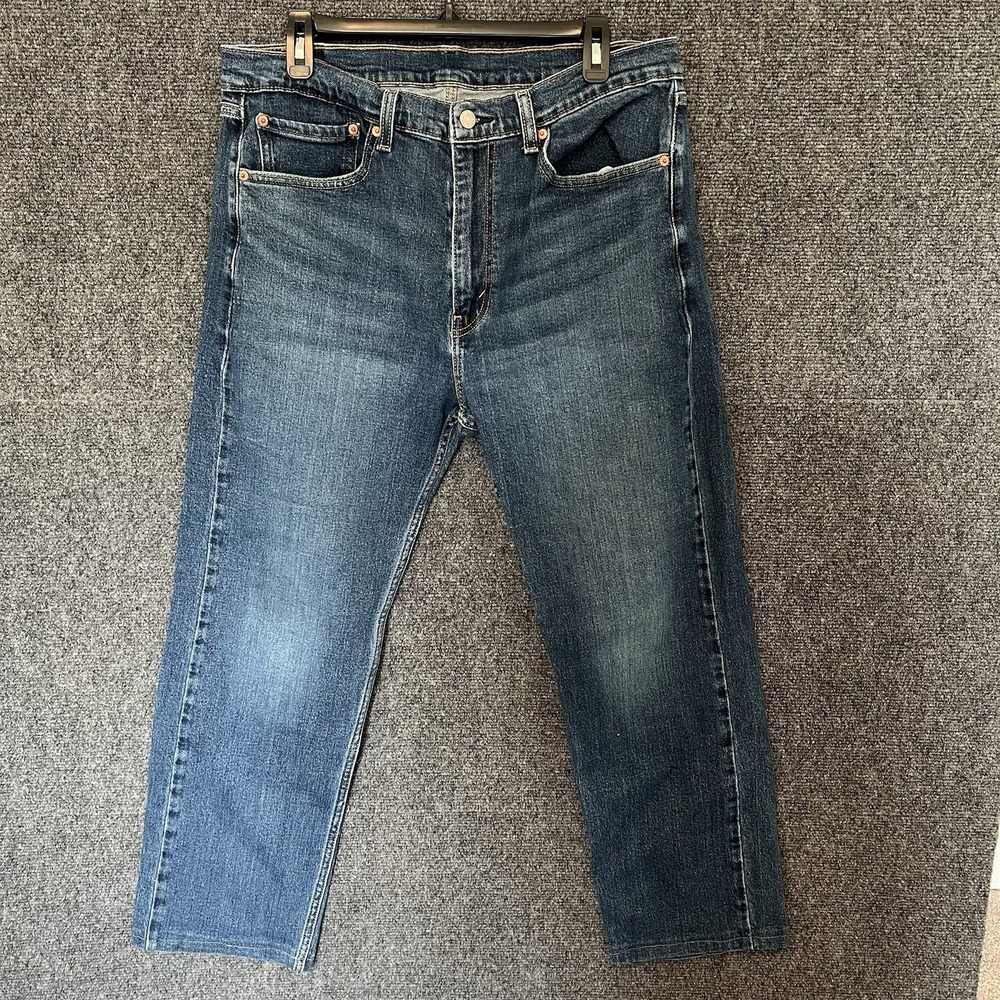 Levis 505 Regular Fit Jeans Mens Blue Denim Cotton Stretch High Rise 36x32